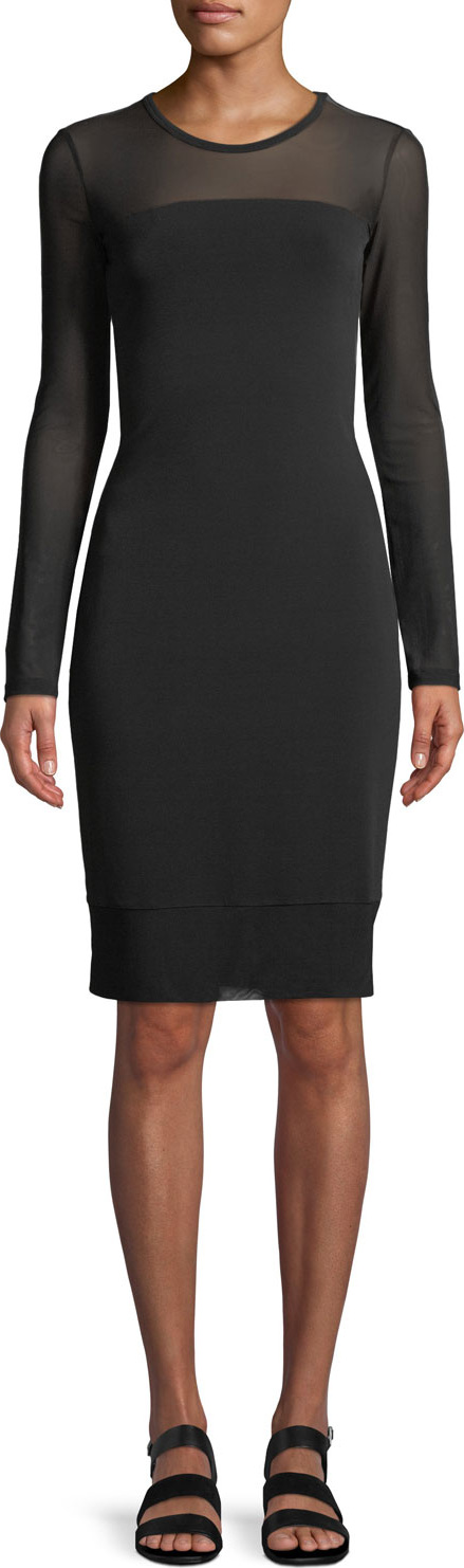 Anatomie Long-Sleeve Mesh Bodycon Dress