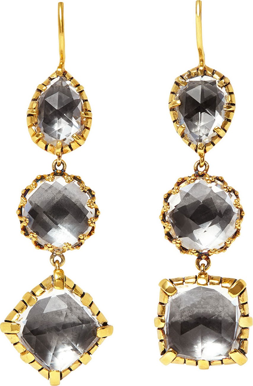 Larkspur & Hawk Sadie Triple-Drop Earrings with Gray Foil