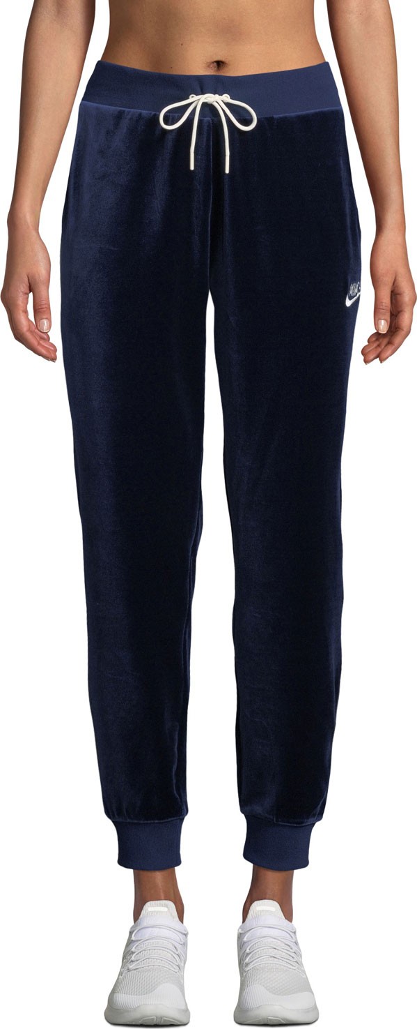 Nike Velour Drawstring Track Pants, Blue