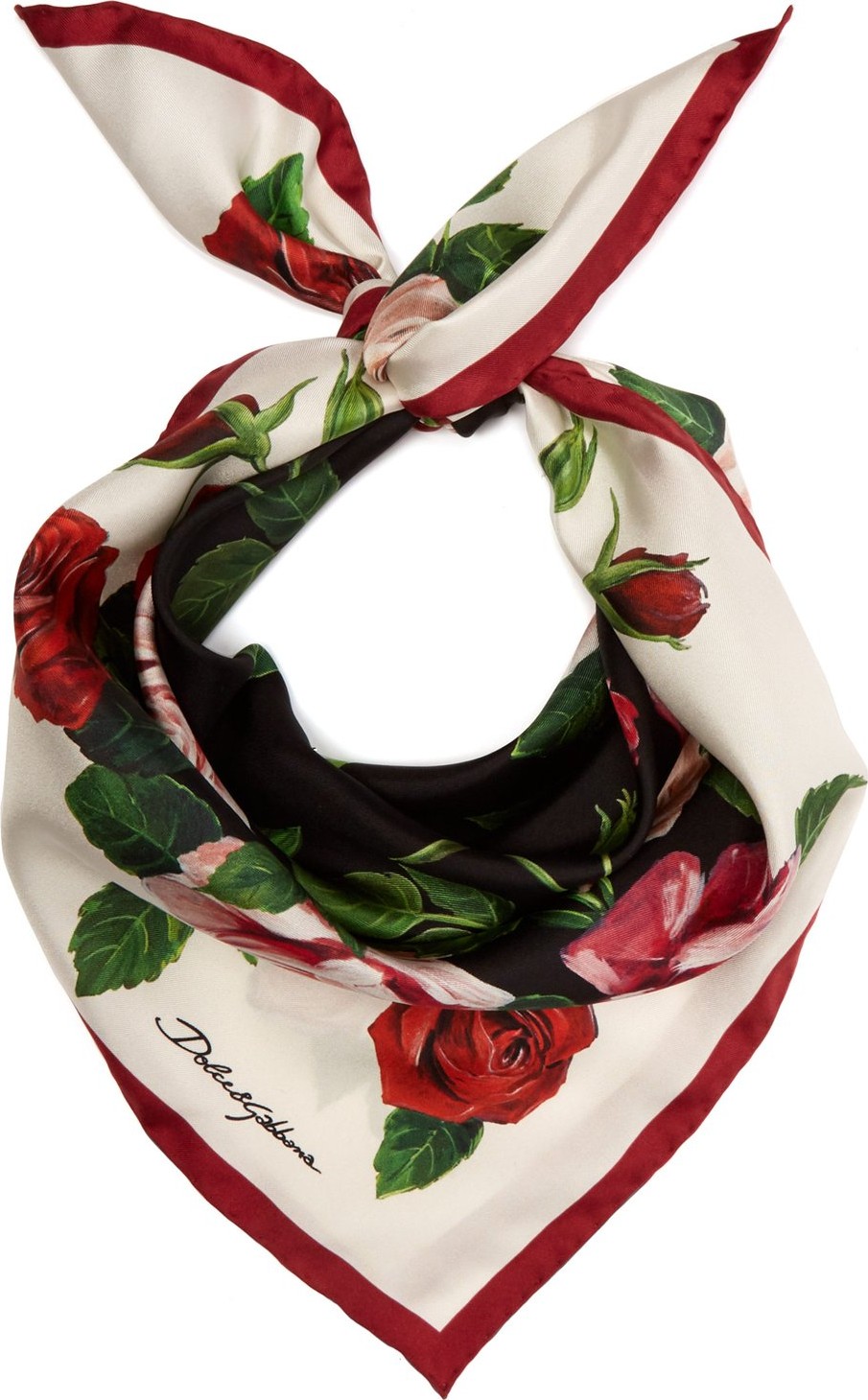 Dolce & Gabbana Rose-print silk-twill scarf