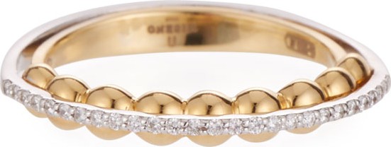 Miseno Two-Tone 18k Gold Beaded Band Ring w/ Diamonds