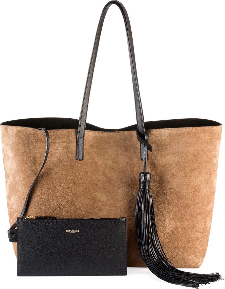 Saint Laurent Large East-West Suede Tote Bag w/ Tassel