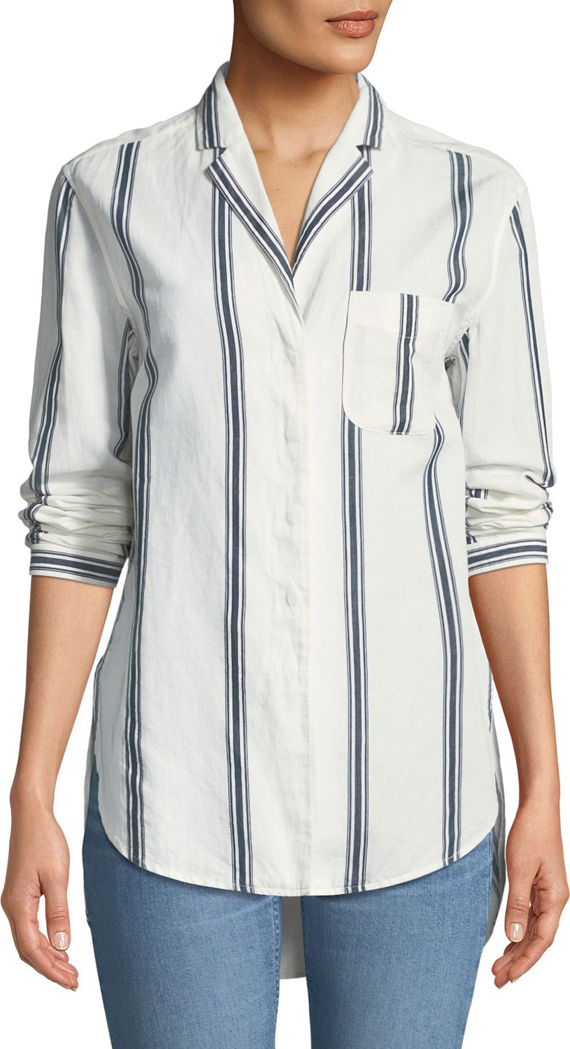 Rag & Bone Alyse Button-Down Striped Cotton-Linen Shirt