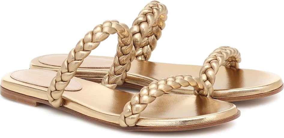 Gianvito Rossi Marley metallic leather slides