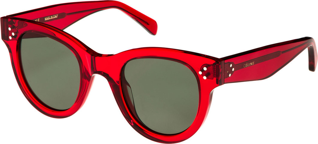 Celine Studded Round Acetate Sunglasses, Red Pattern