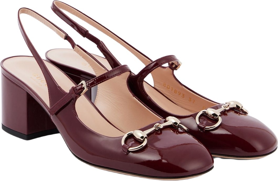 Gucci - Horsebit patent leather slingback Mary Jane pumps