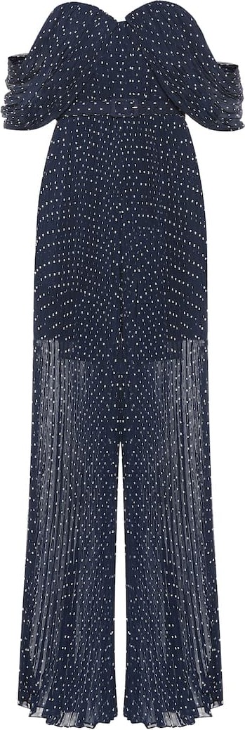 Self Portrait Off-the-shoulder polka-dot jumpsuit