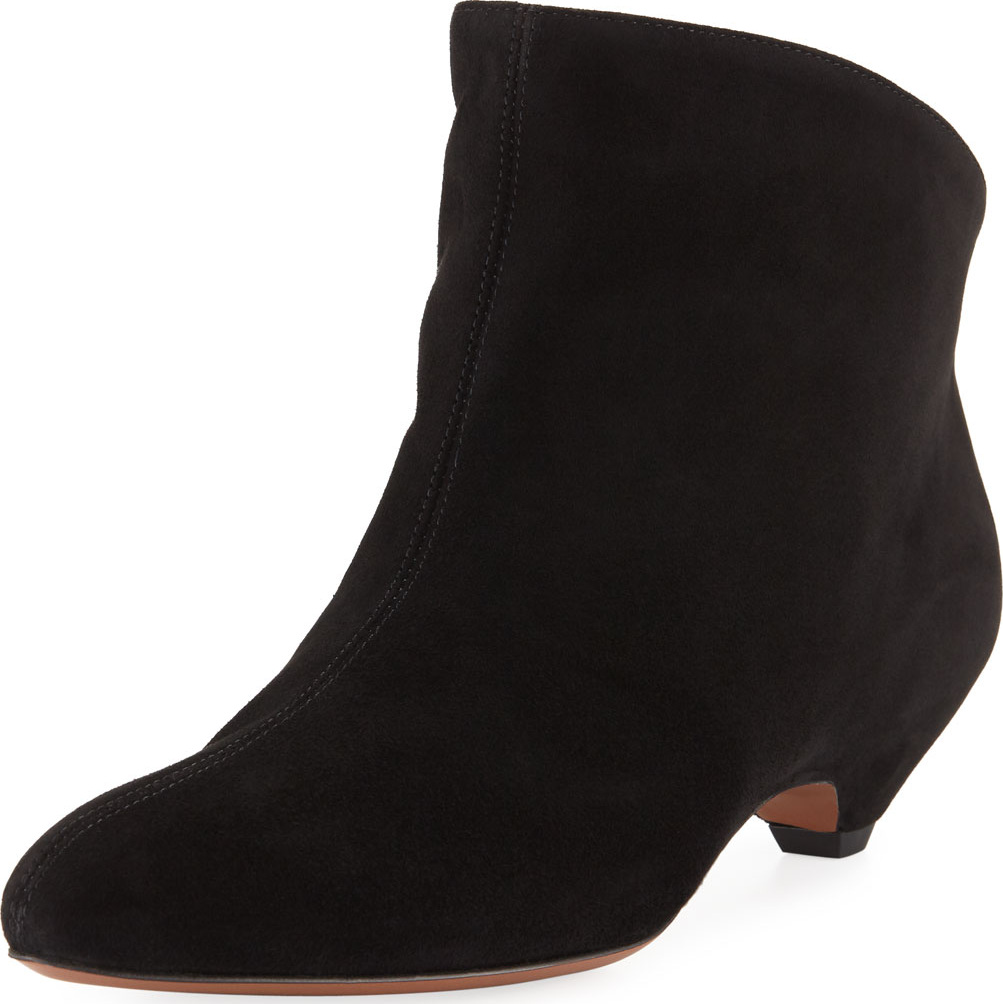 Alaïa Suede Kitten-Heel Booties