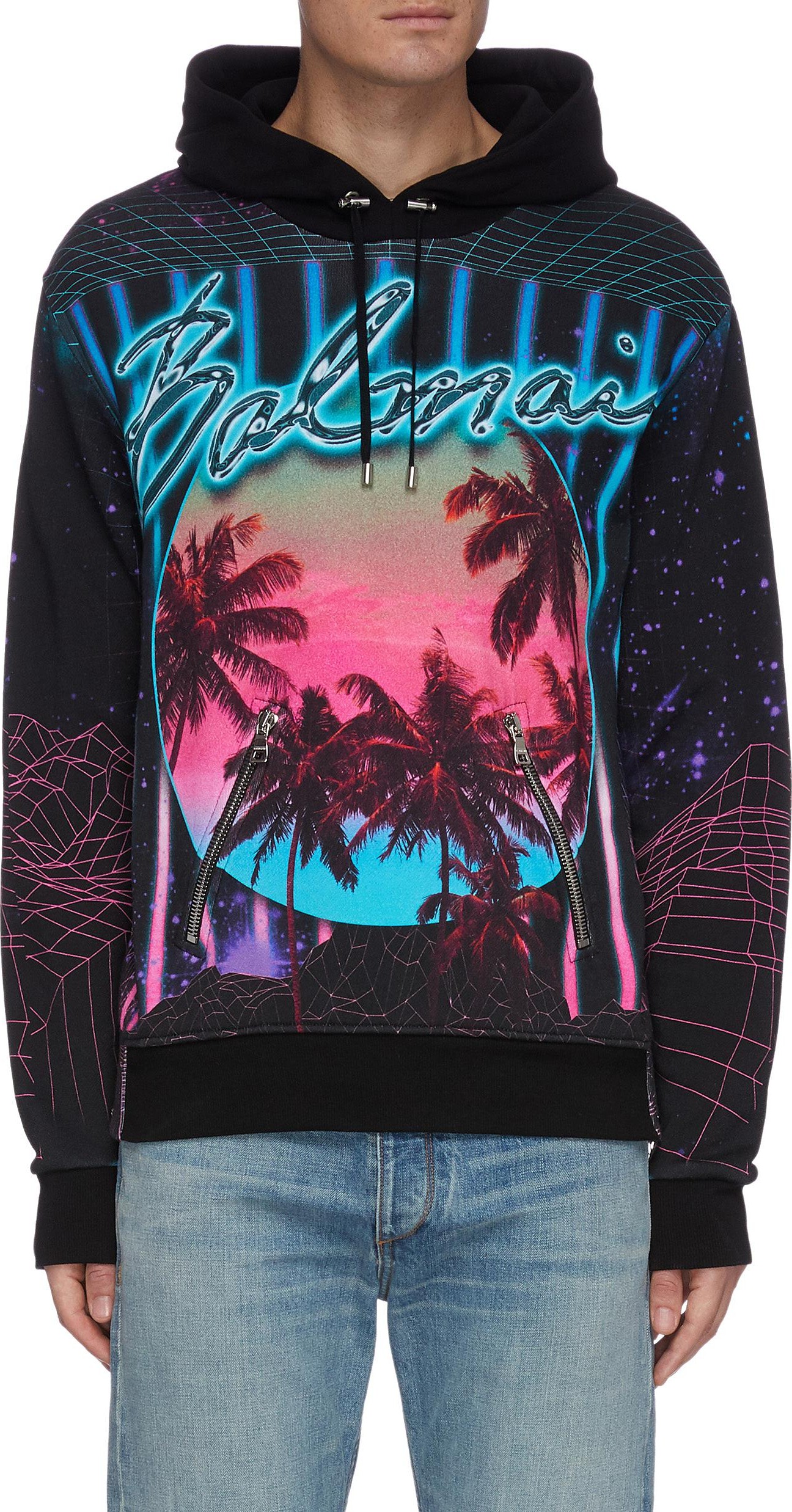 Balmain Palm trees graphic print hoodie