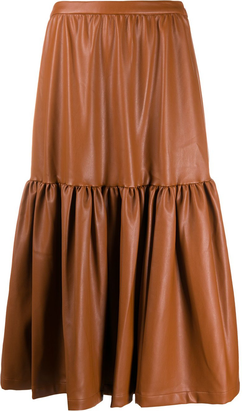 Staud - Leather-effect midi skirt 