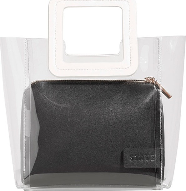 Staud Shirley Colorblock Mini Tote Bag, White/Black