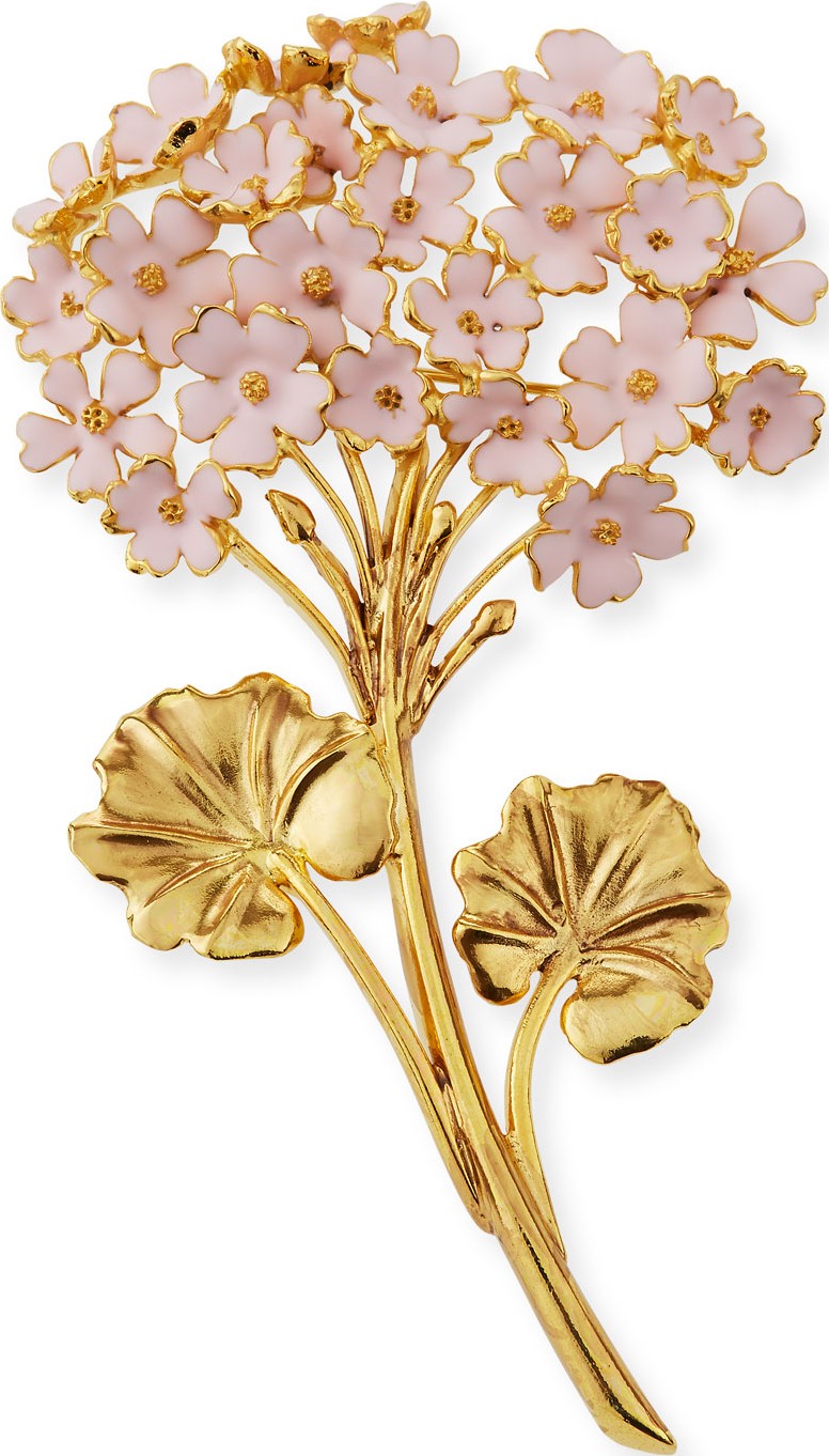 Oscar De La Renta Painted Geranium Brooch