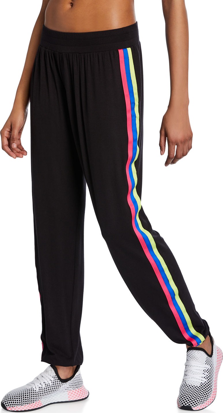Terez Blackbright Ribbon Side-Stripe Jogger Pants