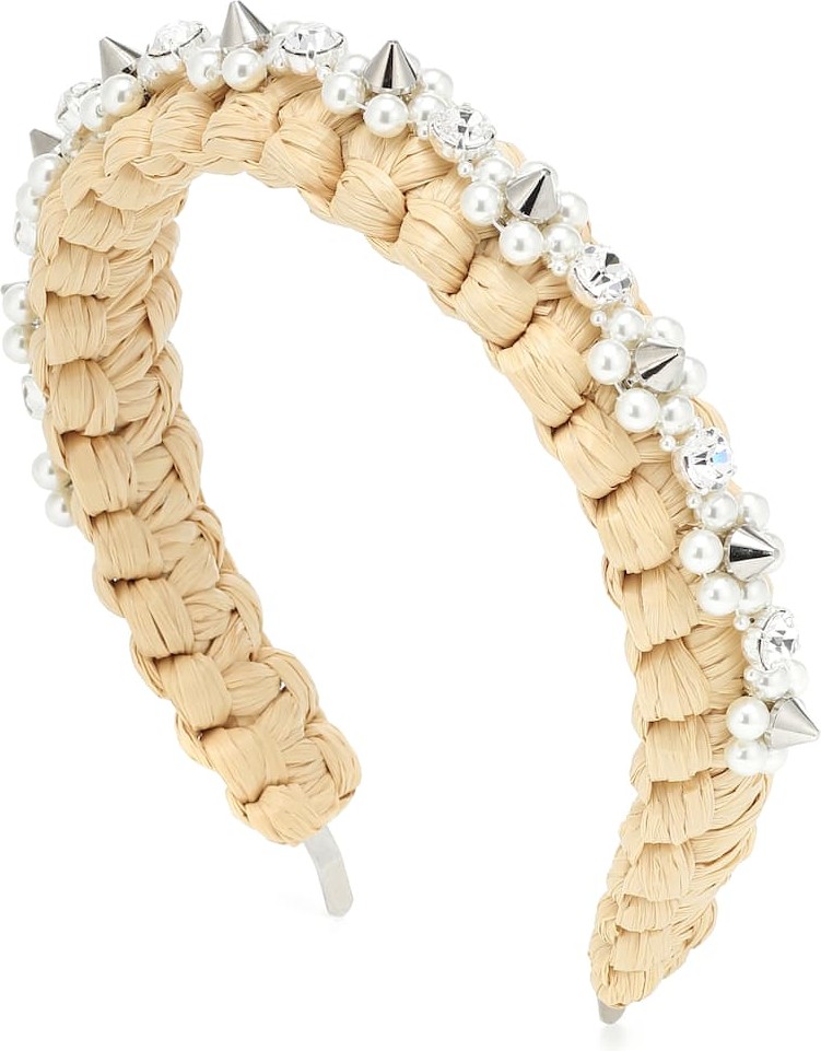 Simone Rocha Crystal-embellished raffia headband