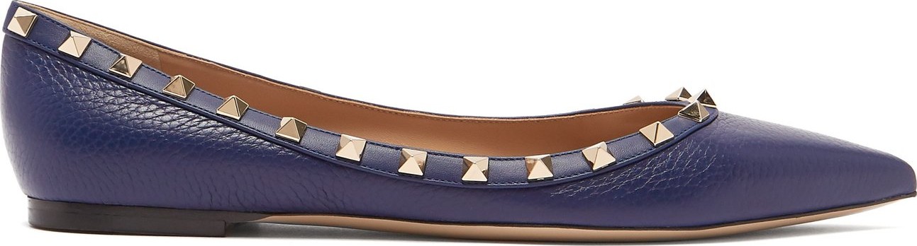 Valentino Rockstud grained leather ballet flats