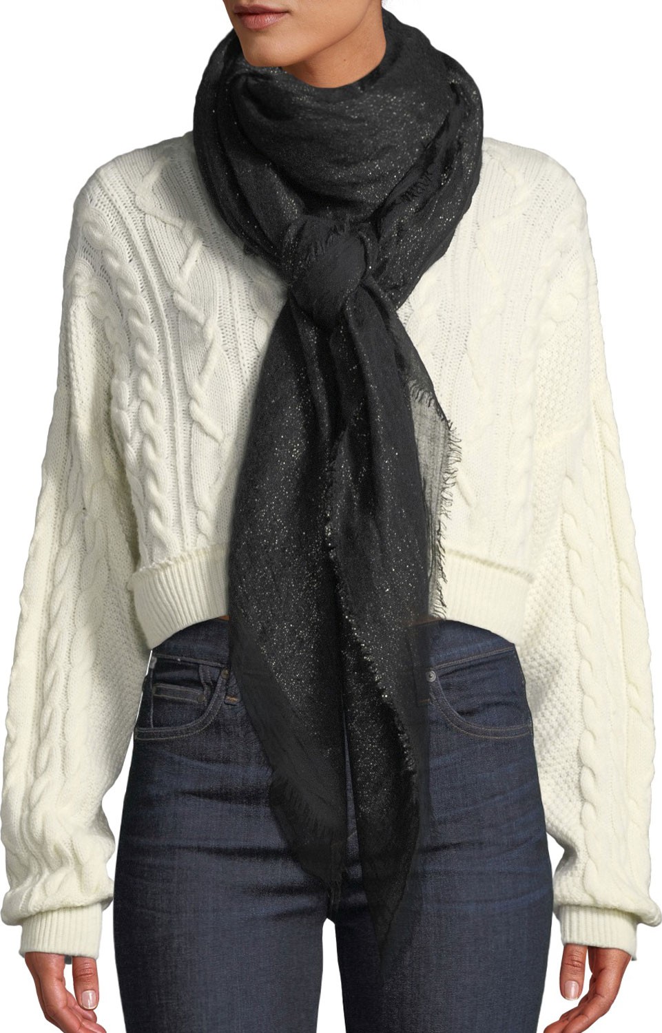 Faliero Sarti Shimmer Eyelash Fringe Scarf