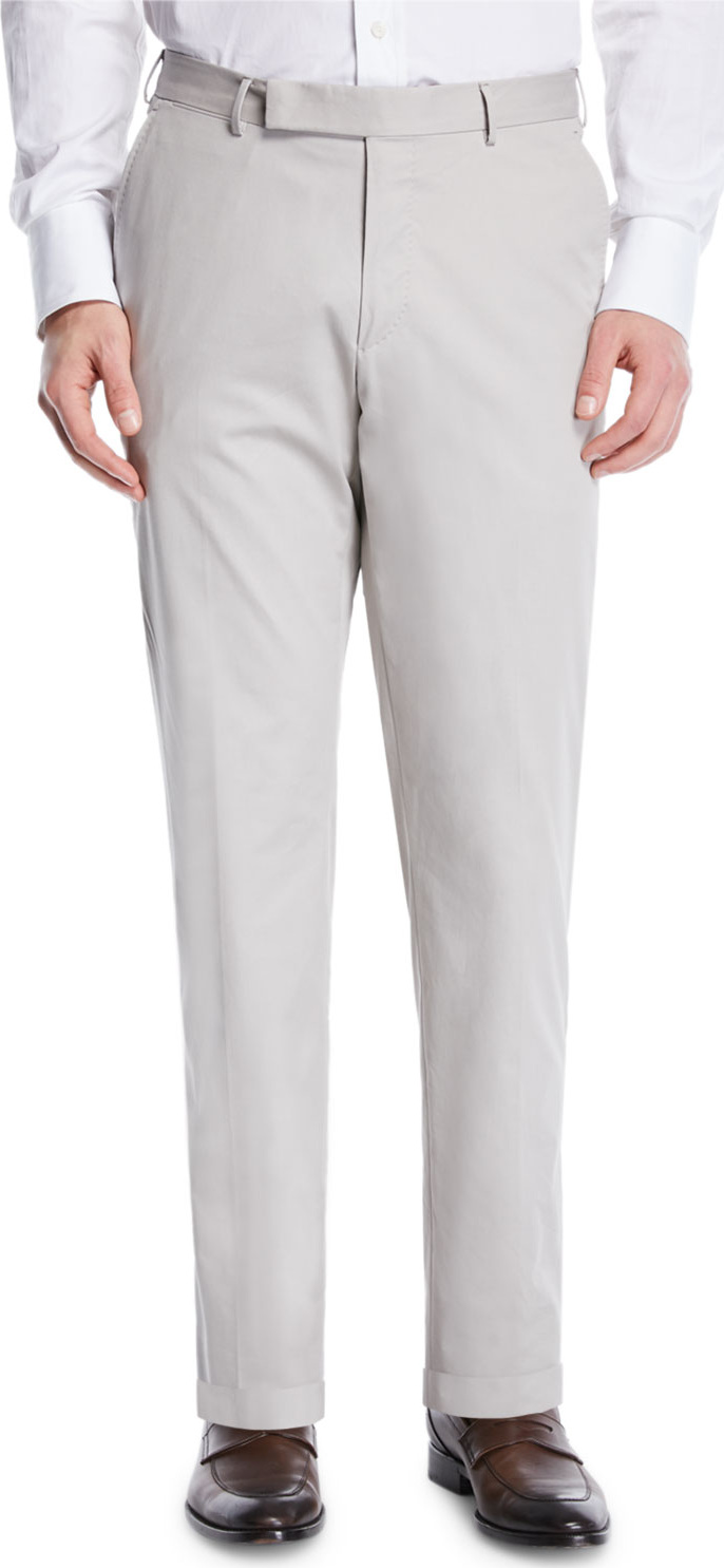 Ermenegildo Zegna Cotton Flat-Front Dress Pants