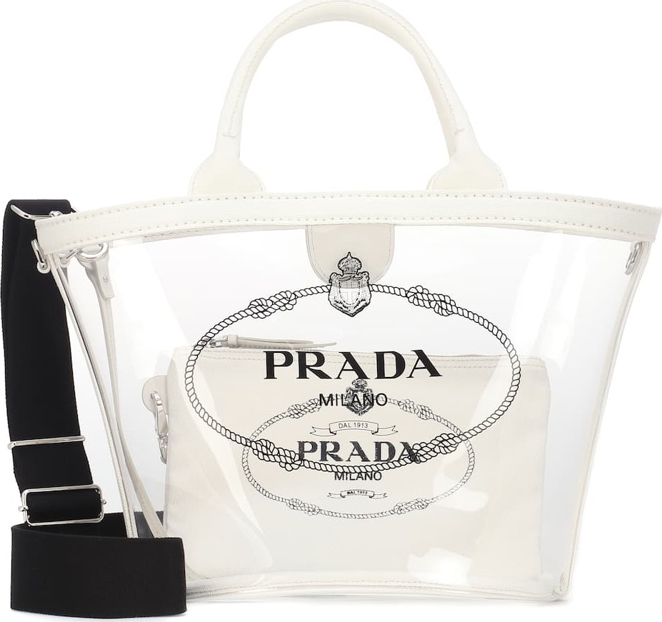 Prada Printed leather-trimmed PVC tote