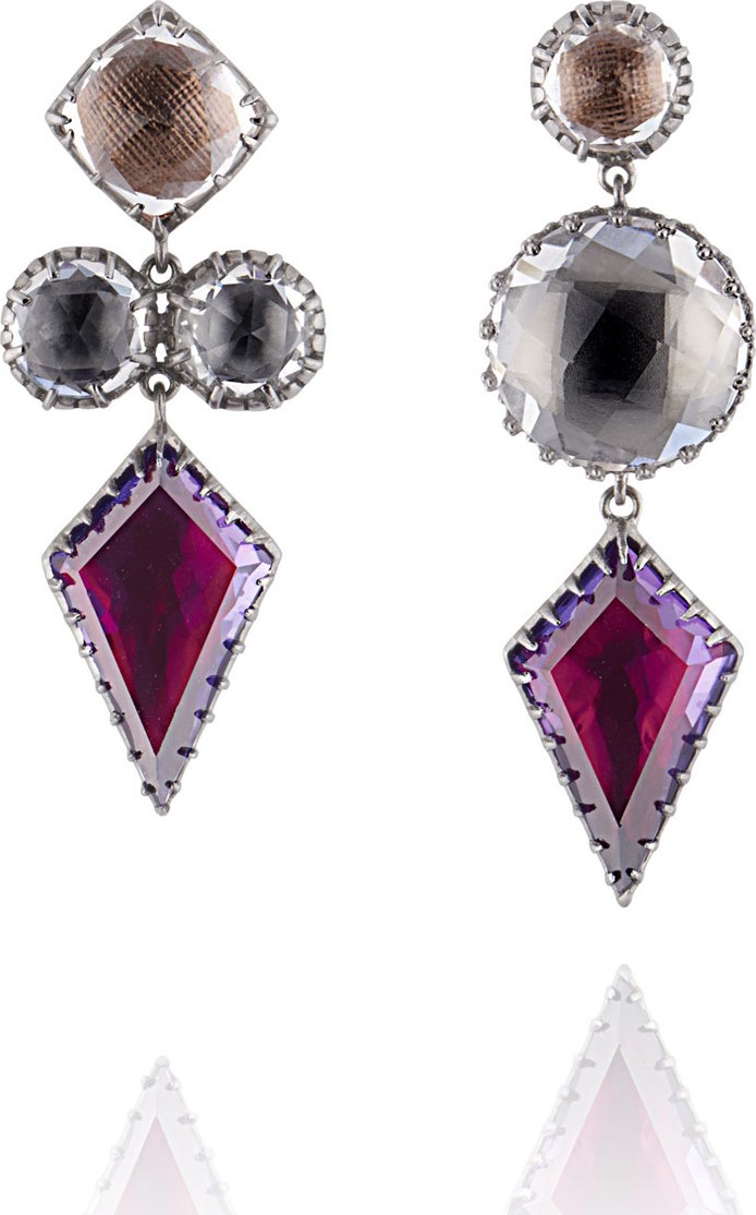 Larkspur & Hawk Sadie Mismatched Kite Drop Earrings in Multi-Peony Foil