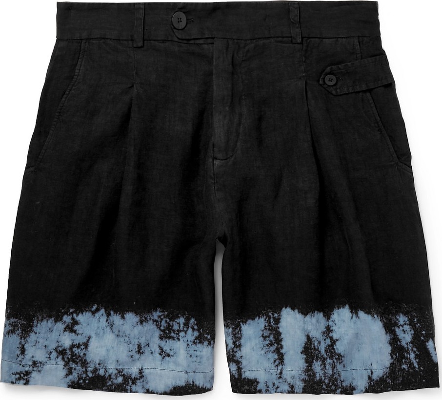 Isabel Benenato Wide-Leg Dip-Dyed Linen Shorts