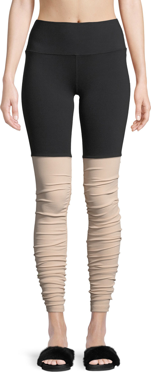 Alo Yoga Goddess Shirred High-Rise Performance Leggings