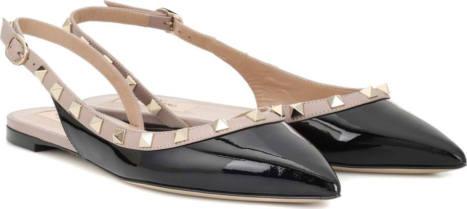 Valentino Valentino Garavani Rockstud patent leather slingback ballet flats