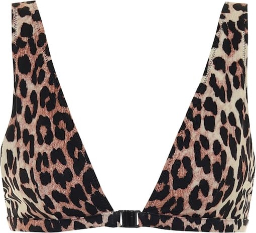 Ganni Leopard-print bikini top