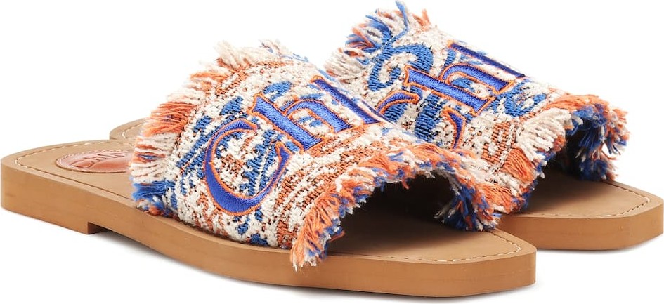 Chloe Embroidered tweed sandals