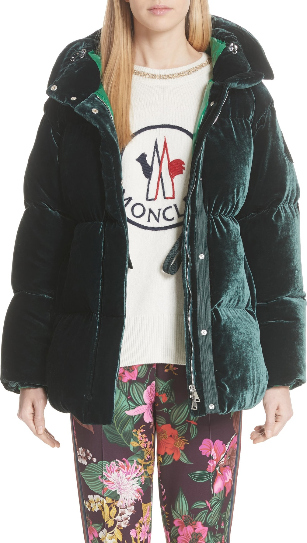Moncler Butor Hooded Velvet Down Coat