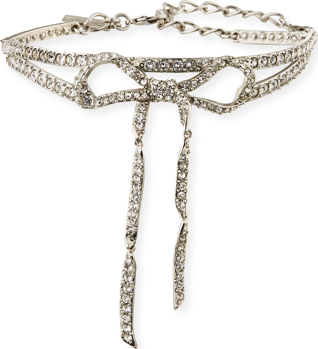 Oscar De La Renta Pave Bow Choker Necklace