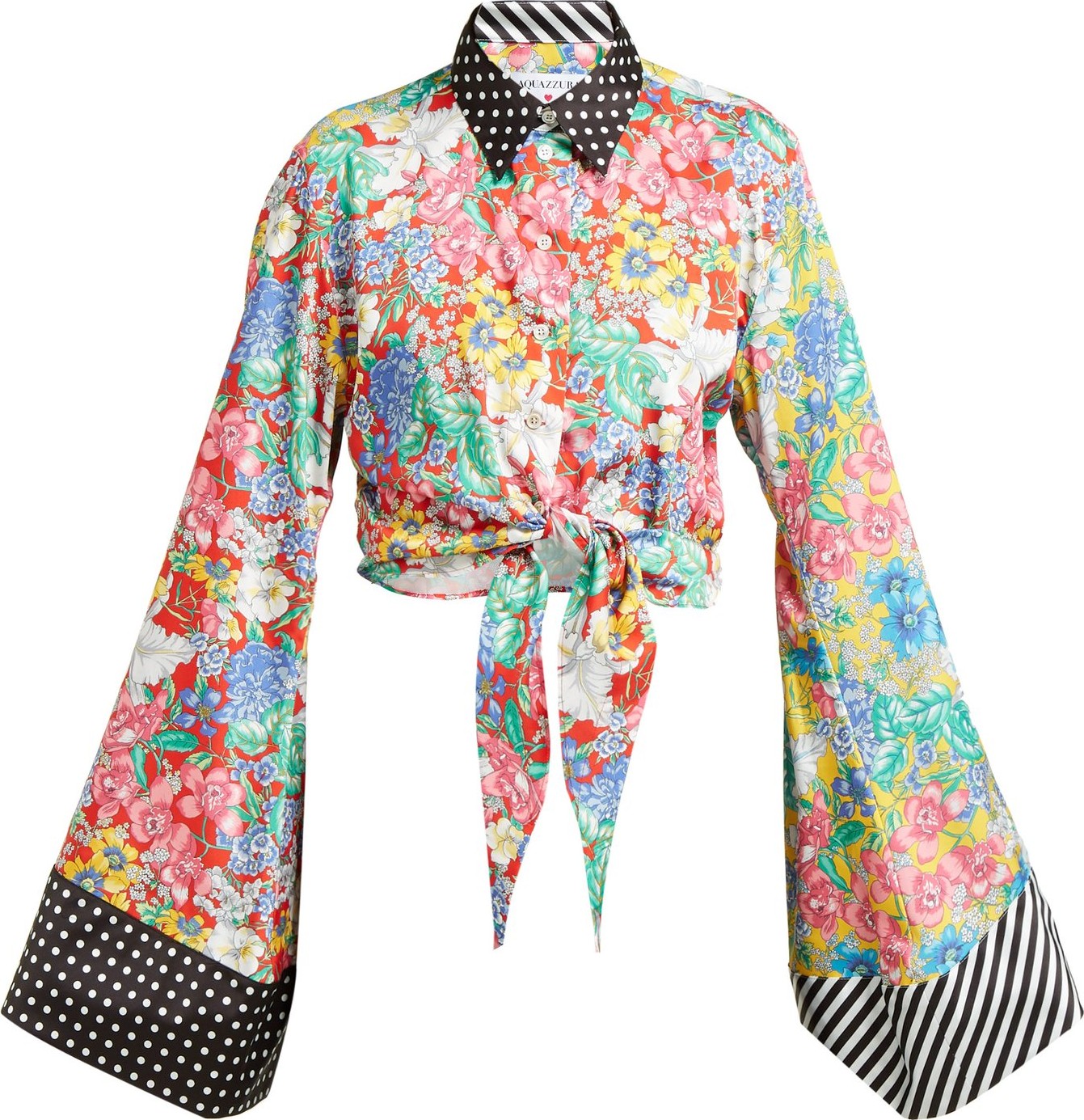 Racil X Aquazzura Positano floral-print satin top