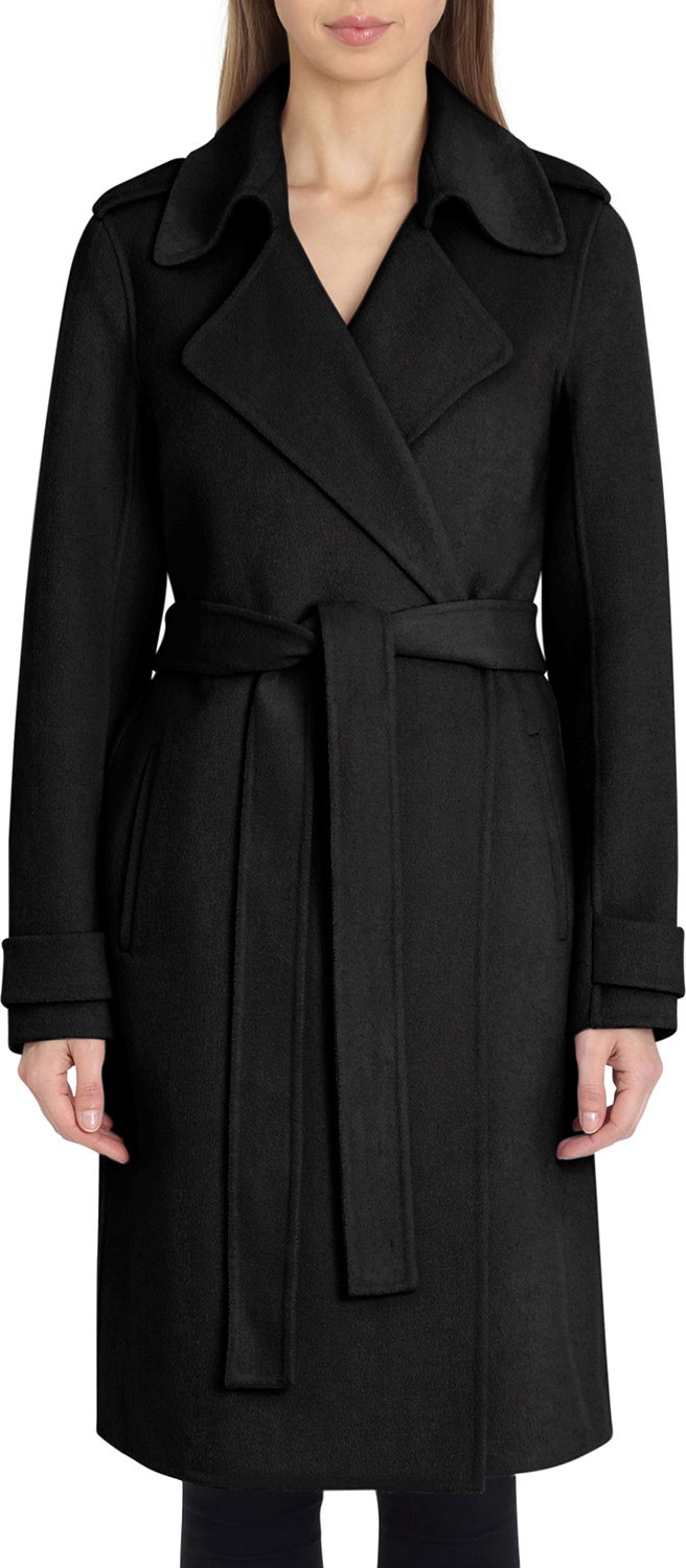Badgley Mischka Chloe Double Face Wool Wrap Coat