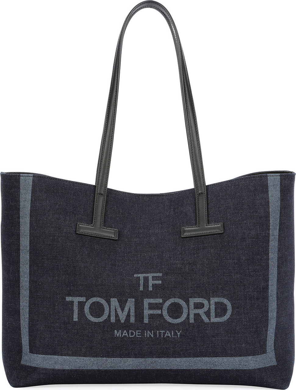TOM FORD Small T Printed Denim Tote Bag
