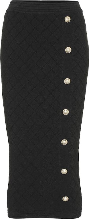 Balmain High-rise knit midi skirt