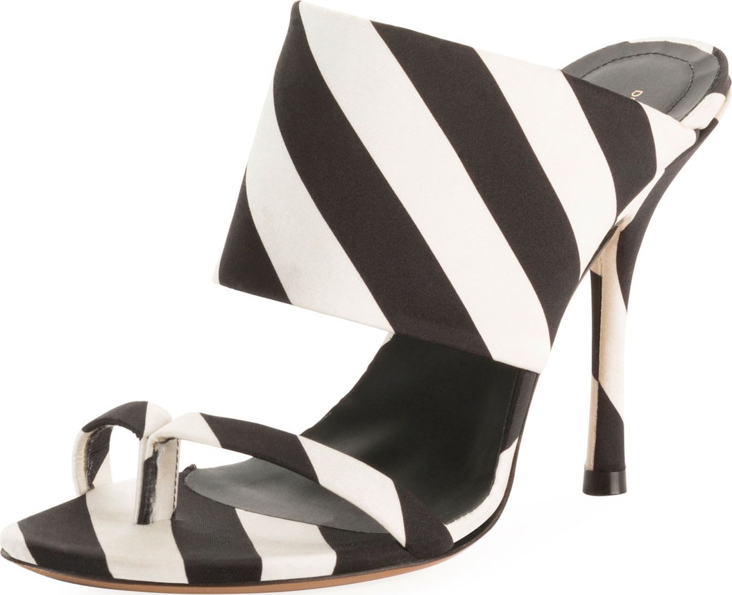 Dries Van Noten Striped Fabric Mule Sandals