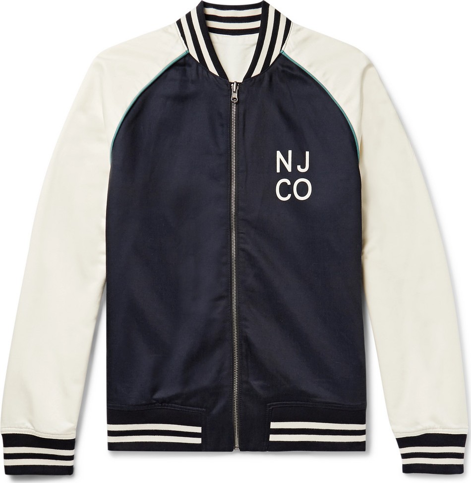 Nudie Jeans Mark Reversible Logo-Print Cotton and Tencel-Blend Bomber Jacket