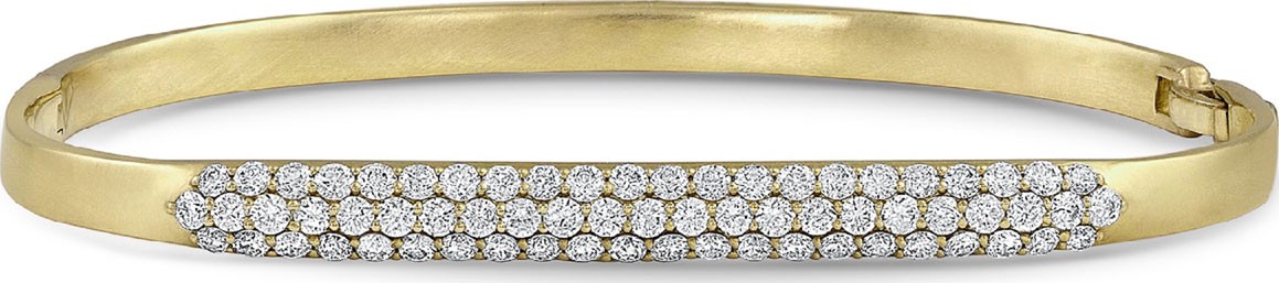 Dominique Cohen 18k Gold Classic Diamond Hinged Huggie Bangle Bracelet