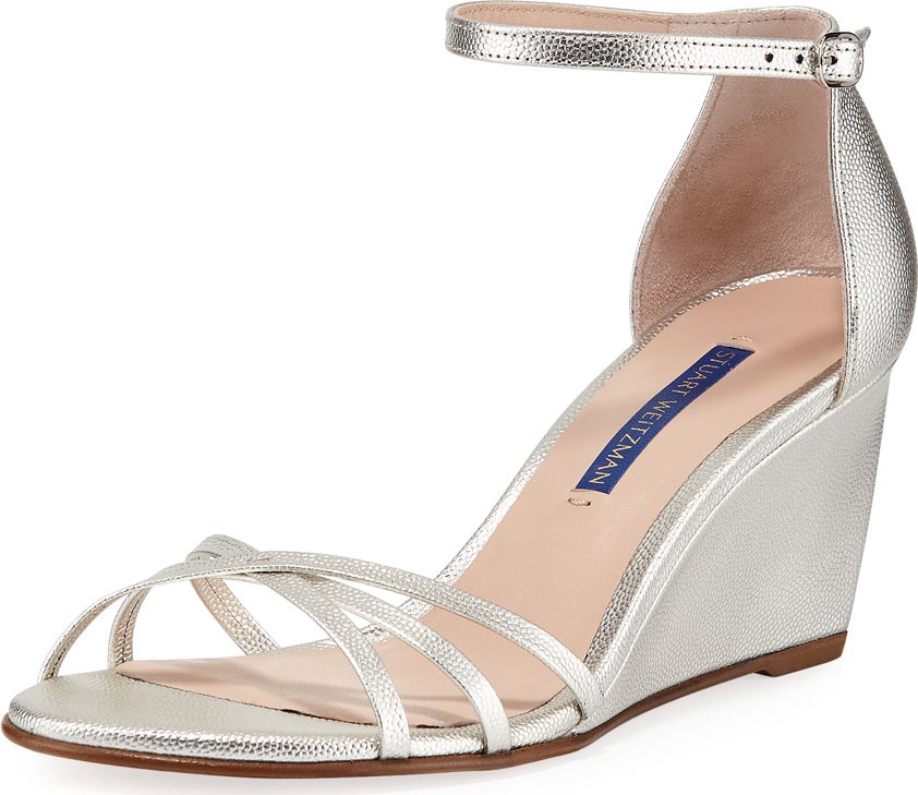 Stuart Weitzman Estarla Metallic Wedge Sandals