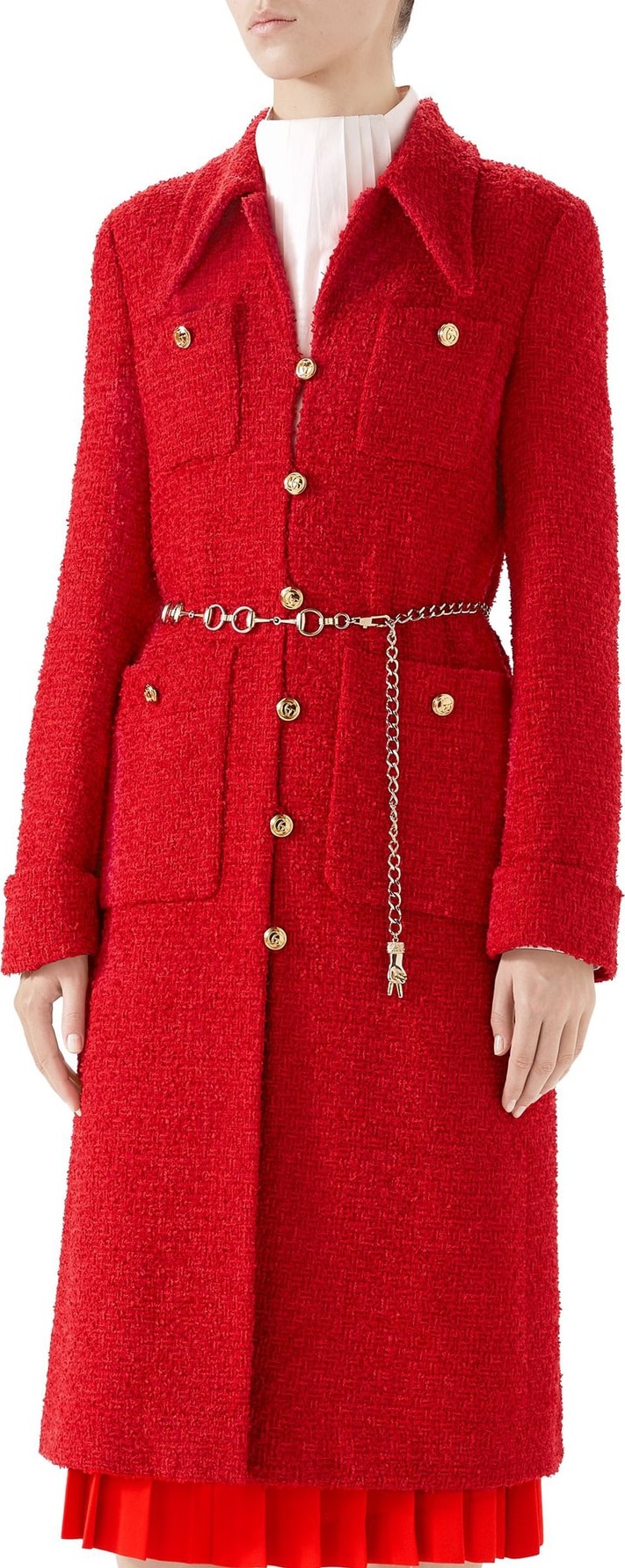 Gucci Belted Tweed Coat
