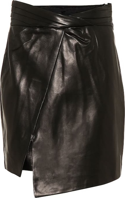 RtA Wrap-front leather miniskirt
