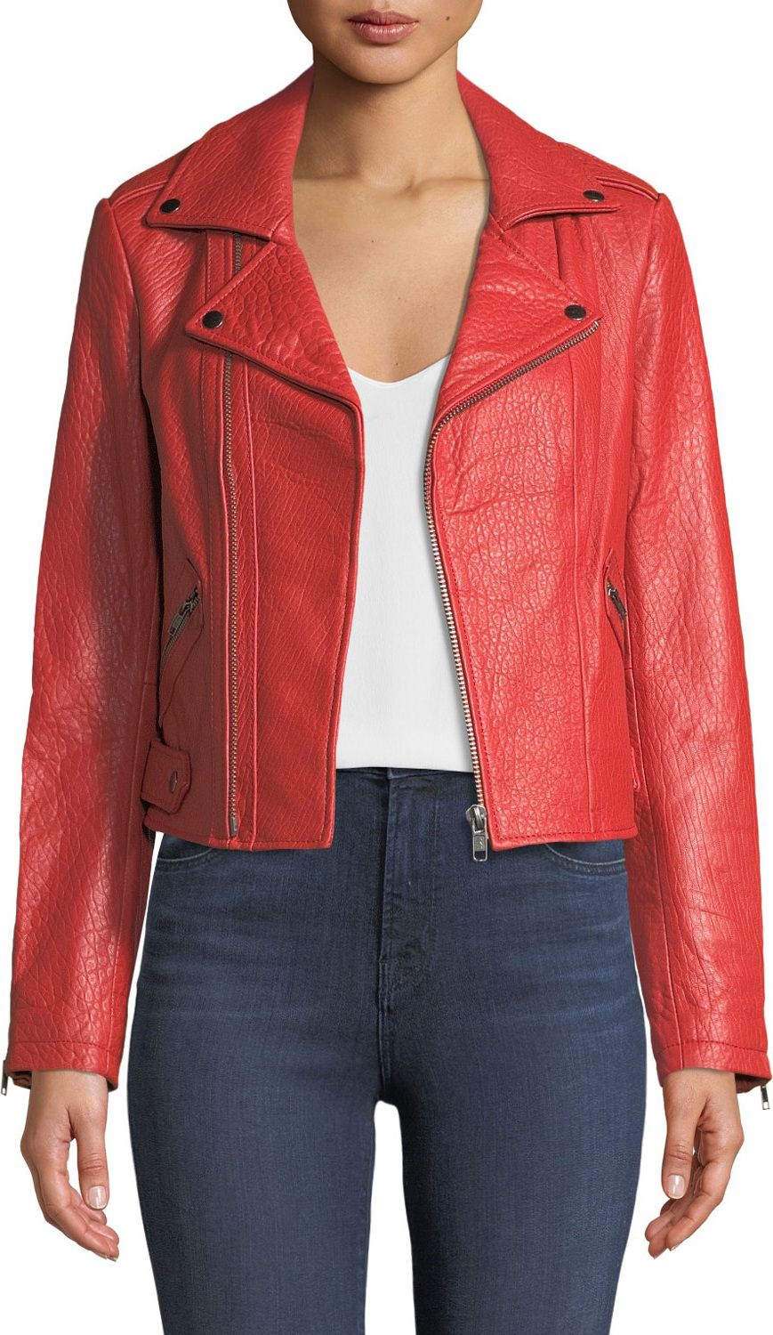 Rebecca Minkoff Wolf Zip-Front Leather Moto Jacket