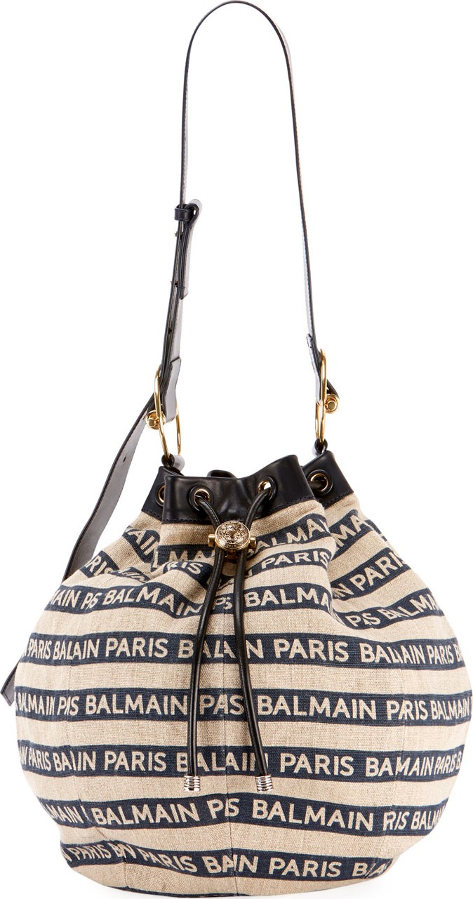 Balmain Medium Canvas Bucket Bag