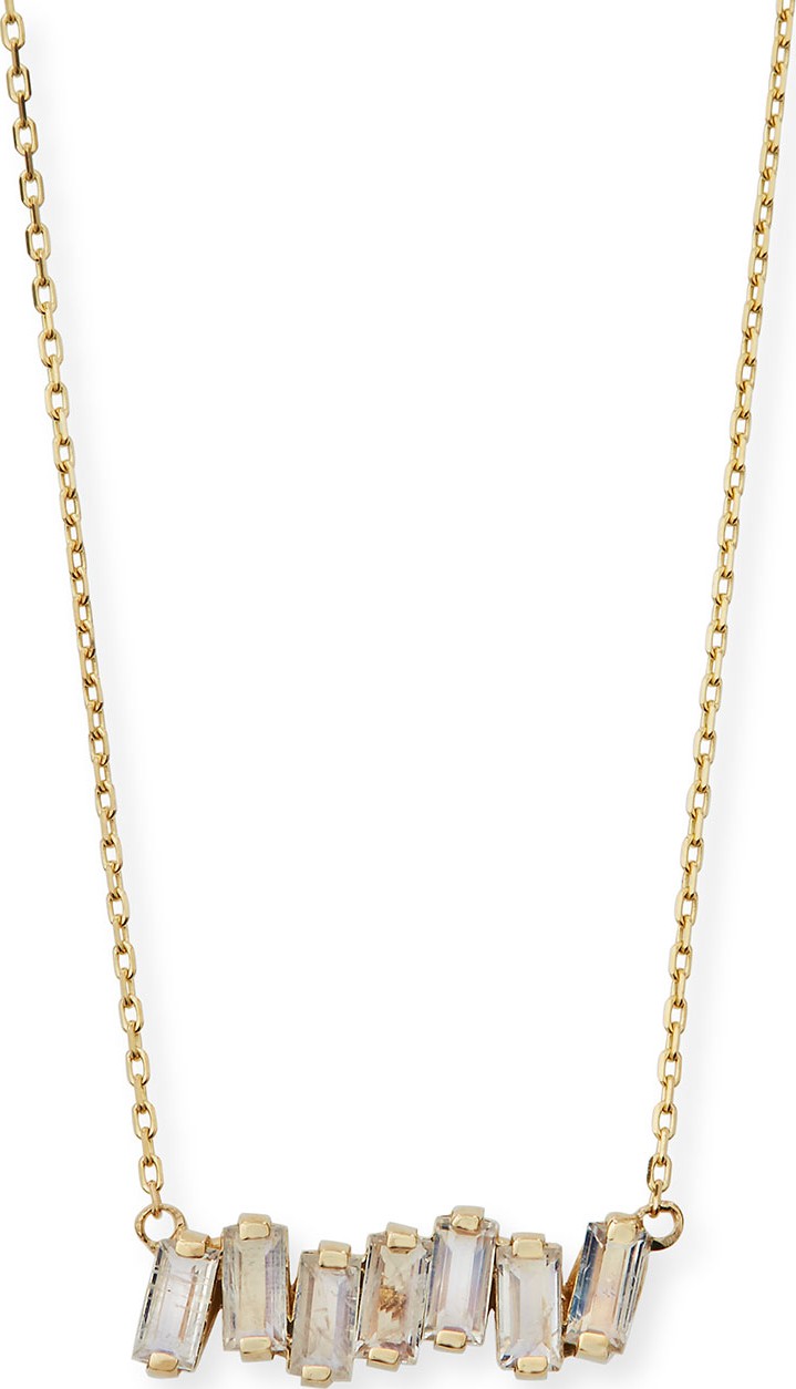 KALAN by Suzanne Kalan 14k Gold Rainbow Moonstone Bar Pendant Necklace