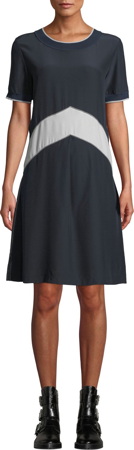 Rag & Bone Hannah Chevron Silk Tee Dress