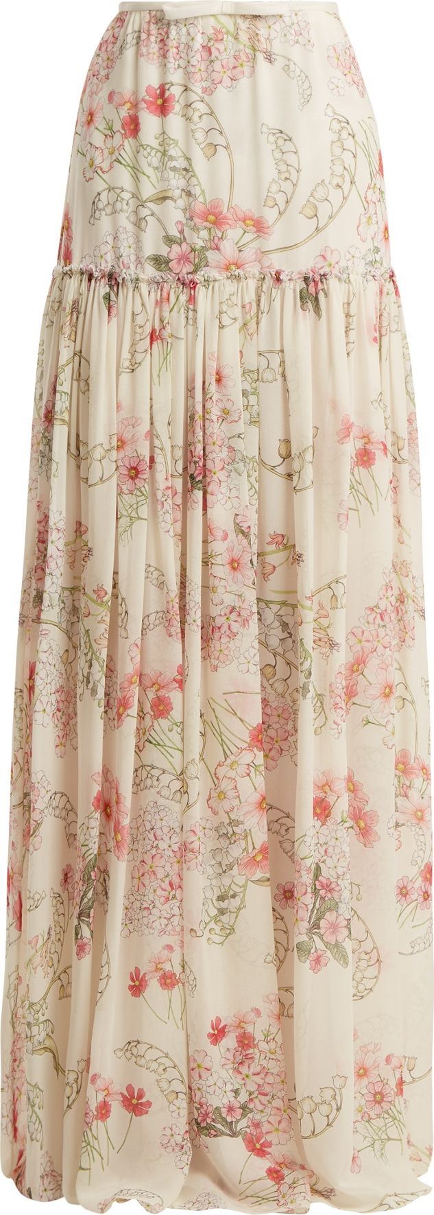Giambattista Valli Lily Of The Valley-print silk-georgette skirt