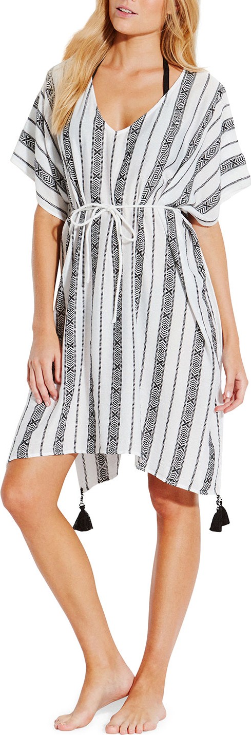 Seafolly Lattice Jacquard Stripe Short-Sleeve Kaftan