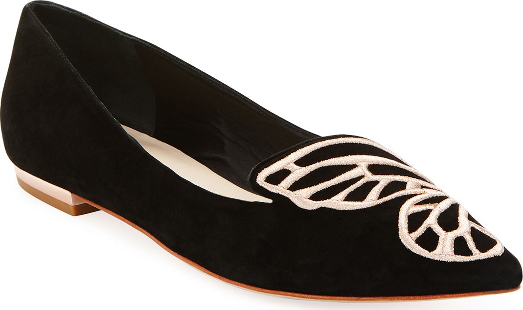 Sophia Webster Bibi Butterfly Embroidered Suede Flats