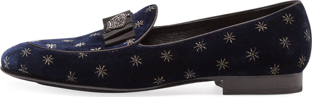 Dolce & Gabbana Men's Star Velvet Formal Slippers