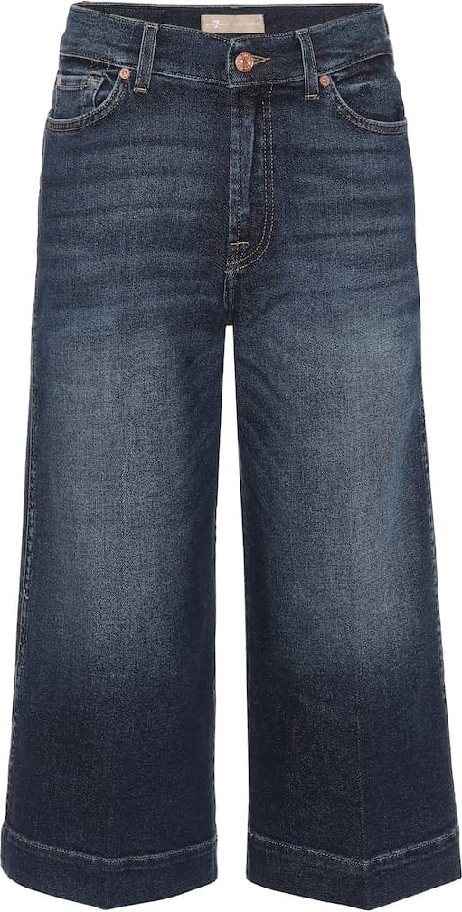 7 For All Mankind Mid-rise wide-leg denim culottes