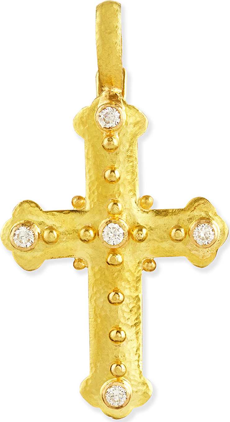 Elizabeth Locke 19k Byzantine Cross Pendant with Diamonds